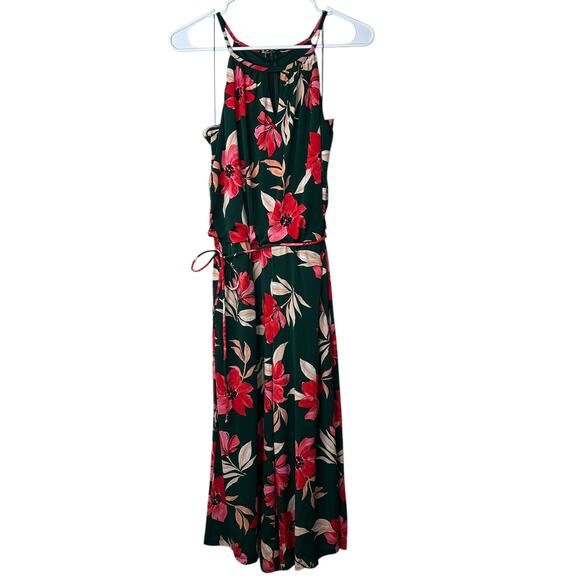 Maggy London NWT Bright Green Lottie Floral Halter Cropped Sleeveless Jumpsuit - Picture 3 of 10